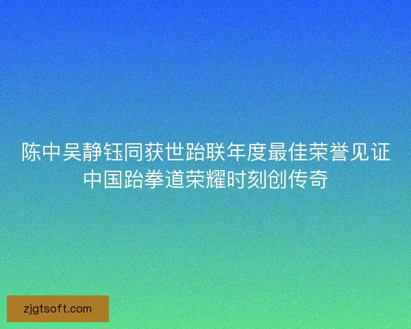 陈中吴静钰同获世跆联年度最佳荣誉见证中国跆拳道荣耀时刻创传奇